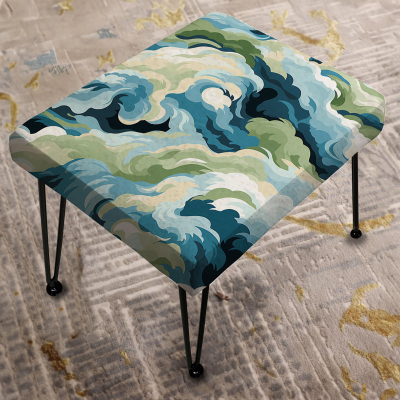 Coastal Concealment Flow - Abstract Rectangle Ottoman