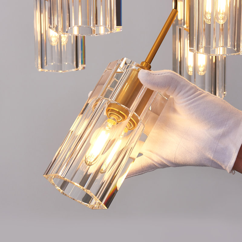 Lustre en cristal avec longueur réglable, Laiton