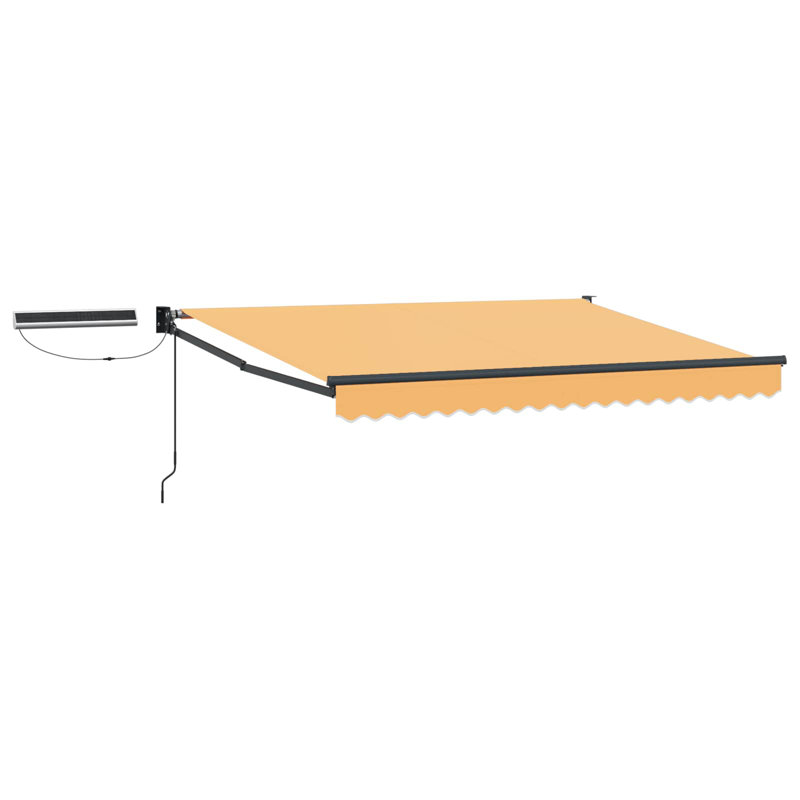 VidaXL Polyester Cover Retractable Patio Awning, Sand/Black, 165" H x 250" W x 200" D, Solid Color