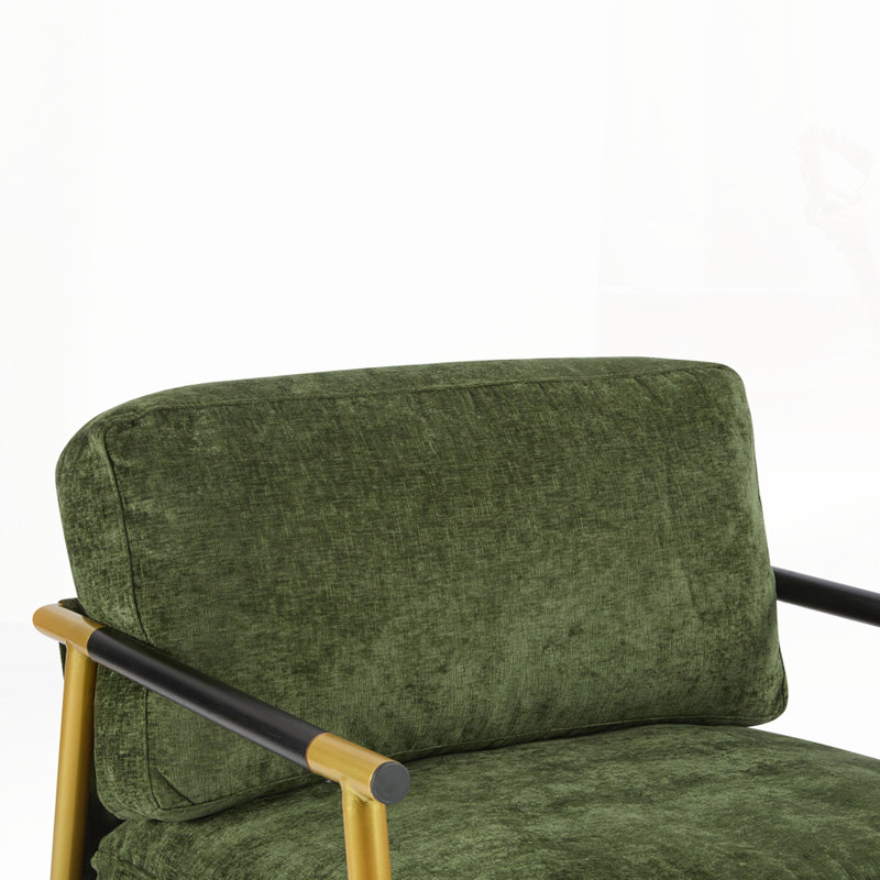 Chaise d'appoint moderne 27,56 po, Vert, Doré