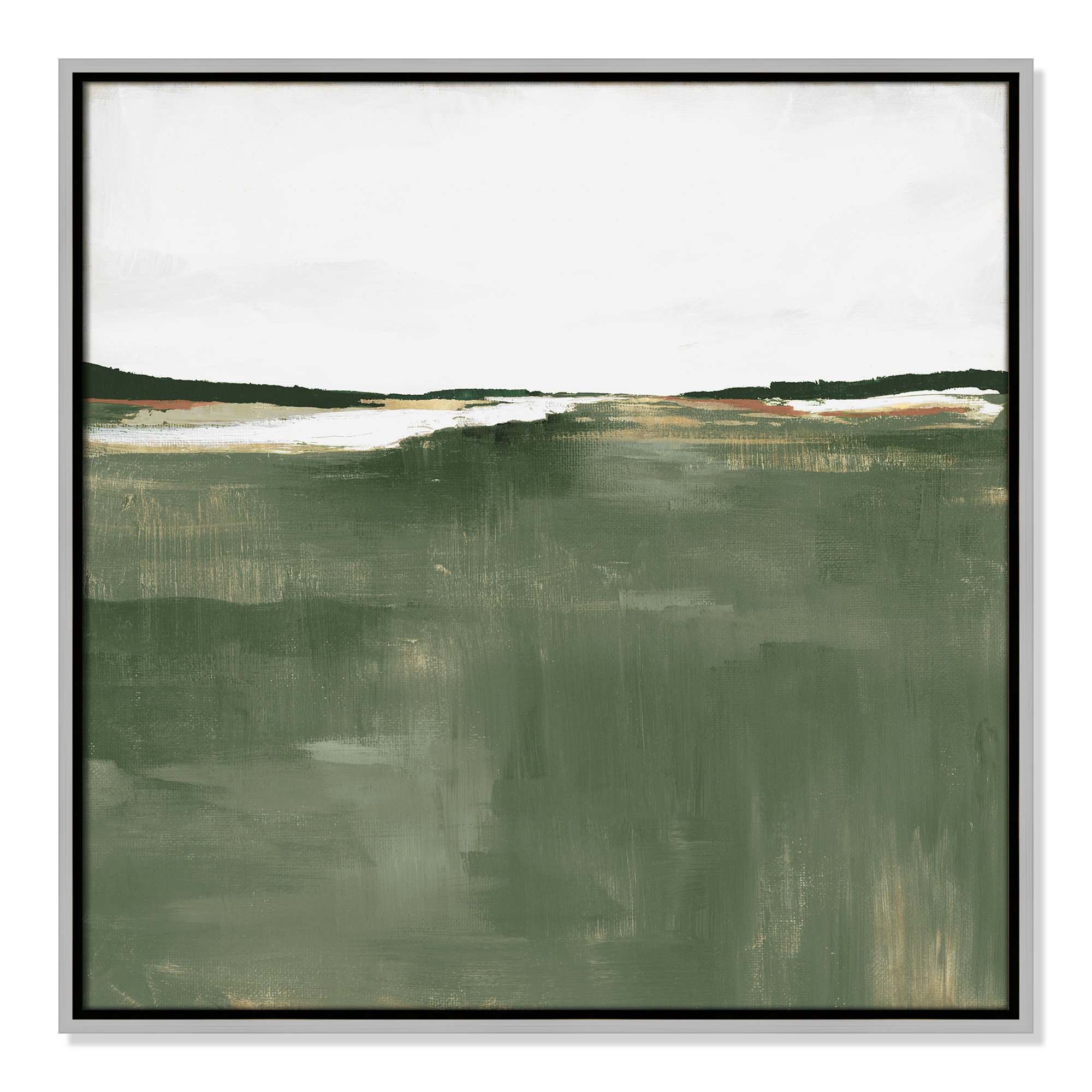 Green Sea by Dauntsey Z - Floater Frame Print on Canvas, 25.5" H x 25.5" W, Silver