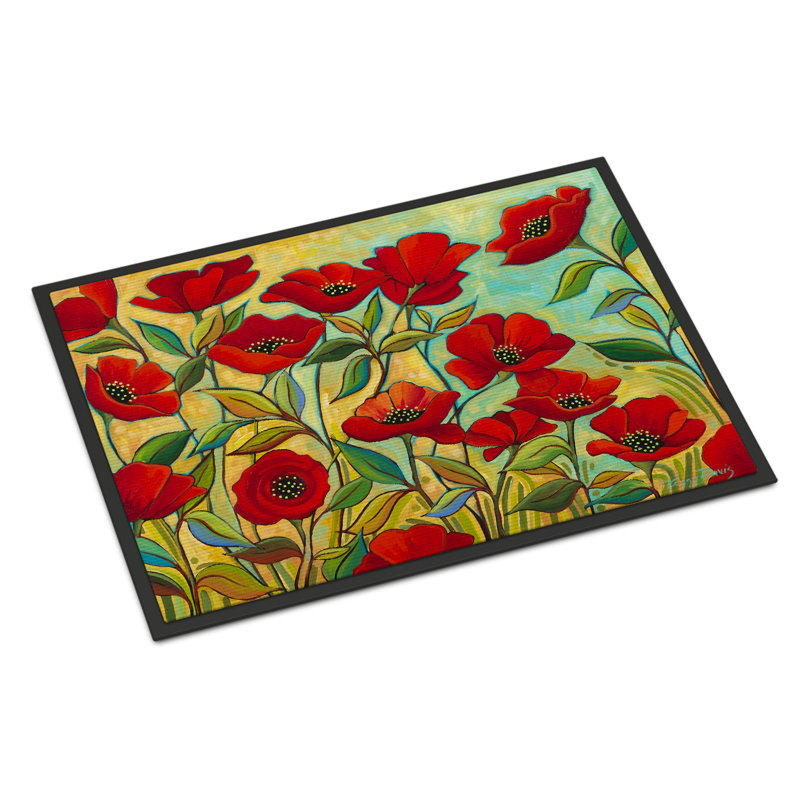 Guerrina Non-Slip Doormat, Poppy Garden Flowers