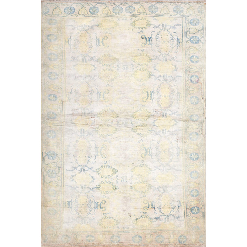 Light Decorative Washed Out Antique Small Indian Cotton Agra Rug