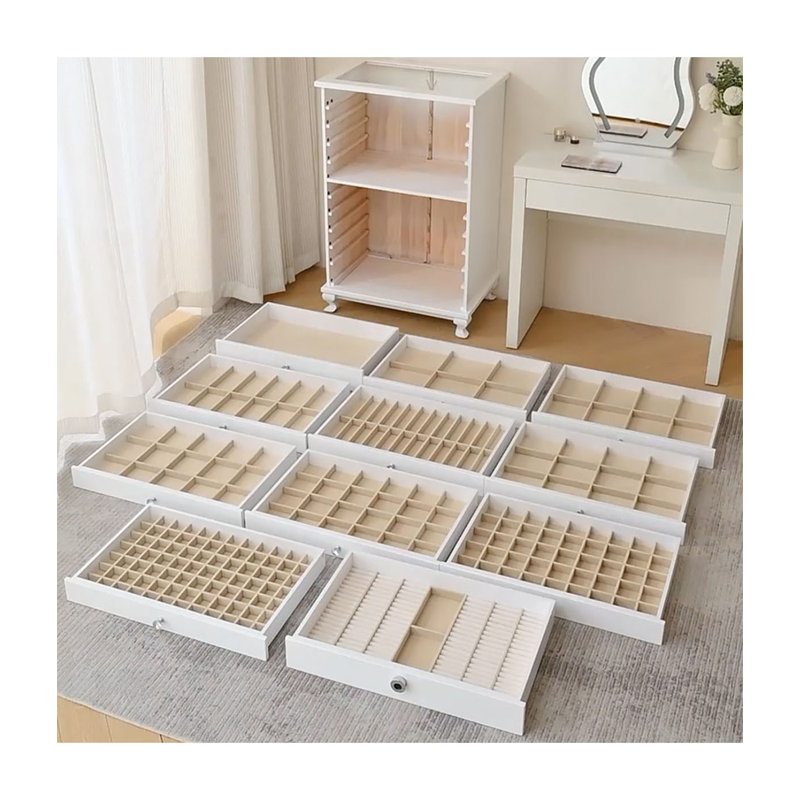Armoire à bijoux grande capacité 11 tiroirs en bouleau