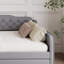 Grey Velvet 4FT6 Double Upholstered Daybed with Pull-Out Trundle, Sofa Bed Conversion, 135x190 cm
