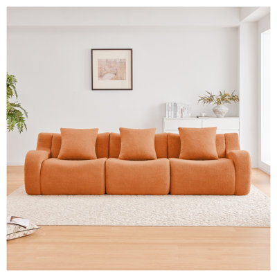 Canapé à accoudoirs courbés en tissu de 88 pouces à 3 places avec accoudoirs courbés et tissu non assemblé avec base antidérapante