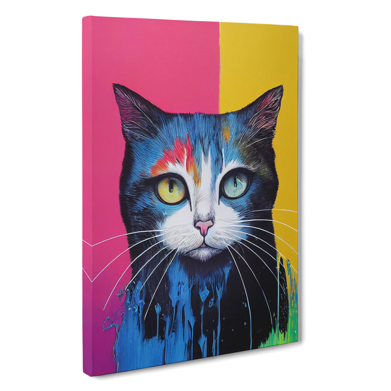 XC1022-1305X Cat Dripping Paint No.2 - Wrapped Canvas Print, 60cm H x 40cm W x 3cm D