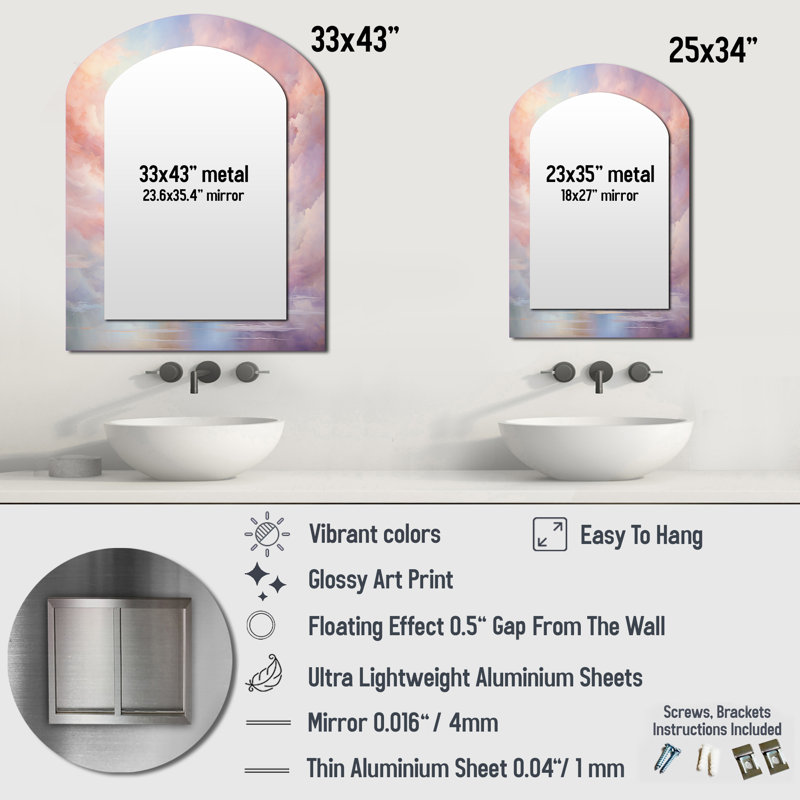 «Sunset Cotton Candy Skies III» - Miroir mural Sunset, 34 po x 25 po