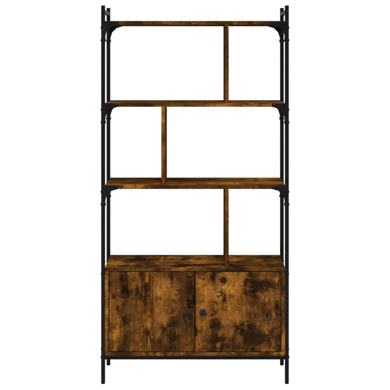 Anntonette 154.5cm H x 76.5cm W Steel Etagere Bookcase, Smoked Oak