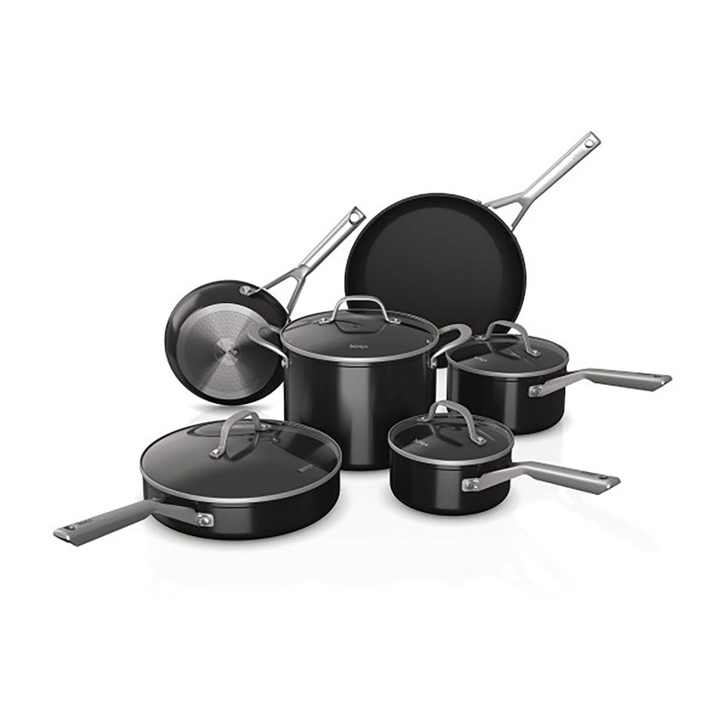 Ninja® Foodi® NeverStick 10-Piece Cookware Set, Nonstick, Durable & Oven Safe up to 500°F, Black