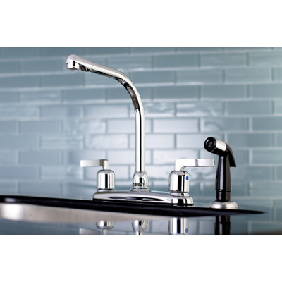 Kingston Brass Centurion Two-Handle 4-Hole 8" Centerset Kitchen Faucet with Side Sprayer
