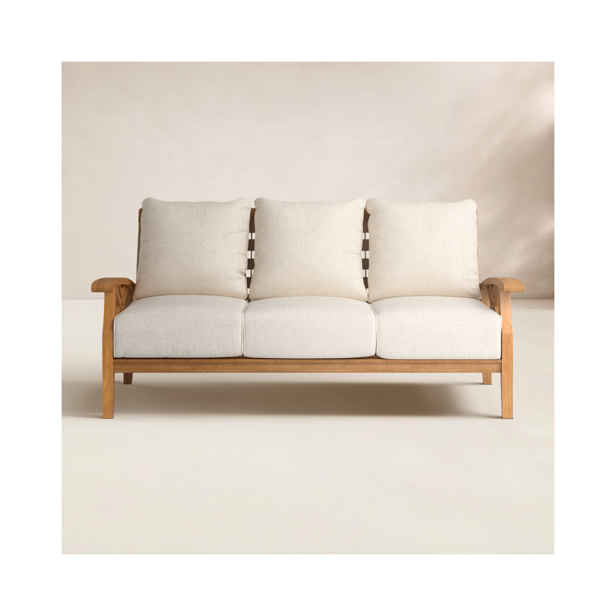 Cotesfield 77.5'' Wide Straight Patio Sofa with Cushions, Tan Performance Basketweave