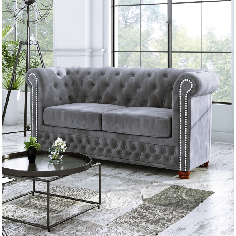  2 seater Chesterfield Sofa, Grey