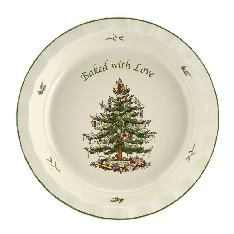 Spode Christmas Tree Pie Dish 10" Baked With Love