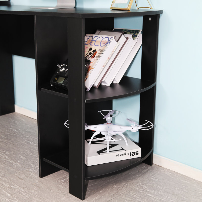 Amelius L-Shaped Writing Desk, Black