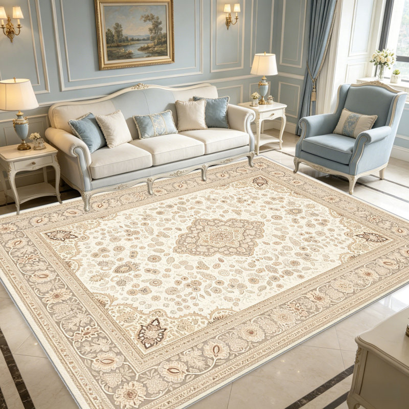 Ivory Bloom carpet-easy to clean, machine-washable, soft and comfortable; suitable for door mats, kitchens, living rooms, bedrooms, corridors, and laundry areas. Easy to clean, durable carpet for home decoration.