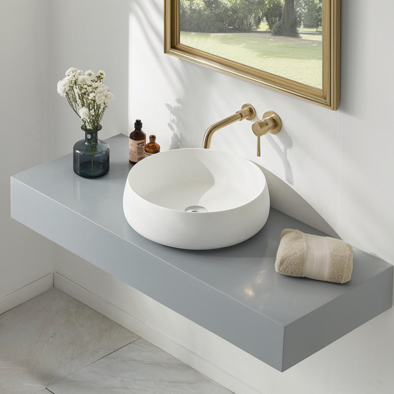 Lavabo vasque de salle de bain en résine de pierre Art moderne 25C61-blanc