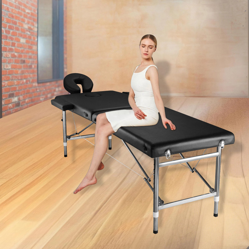 Portable Massage Bed Adjustable Aluminum Spa Table Bed with Headrest  for Spa Salon Lash Tattoo