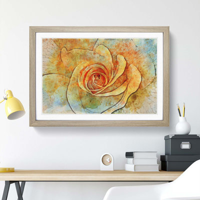 Yellow Rose in Abstract - Picture Frame Painting Print