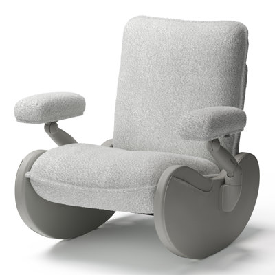 32" Wide Adjustable Armrests Nursery Rocking Chair Glider For Breastfeeding, Gray