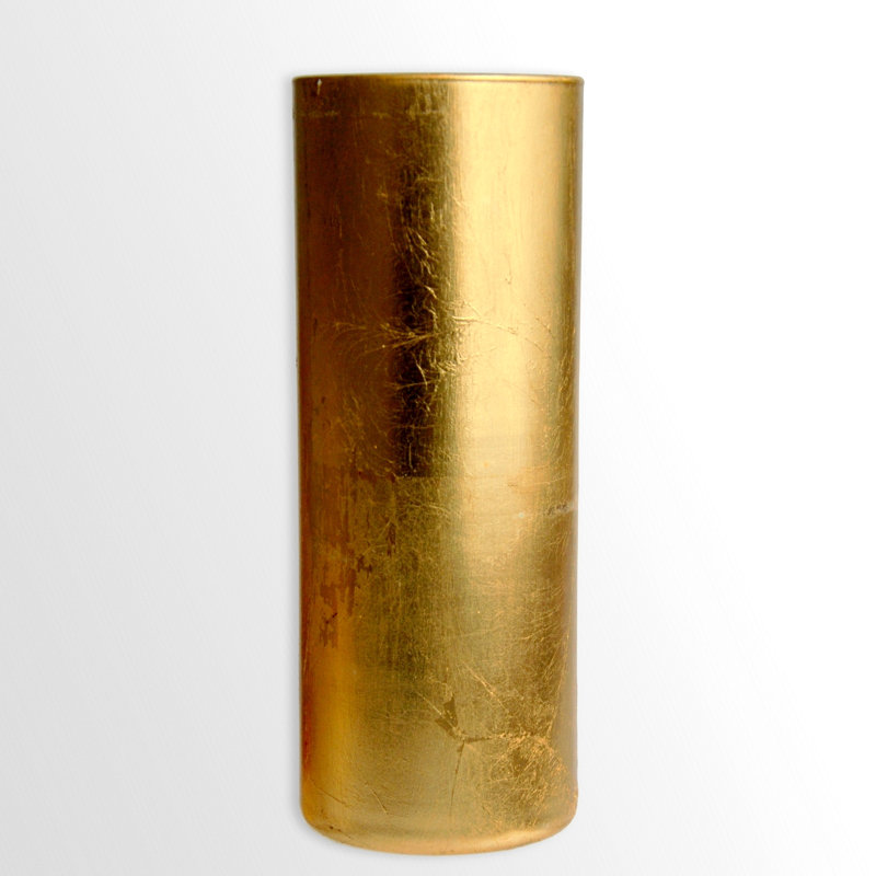 Halie Handmade Glass Table Vase, 9", Gold
