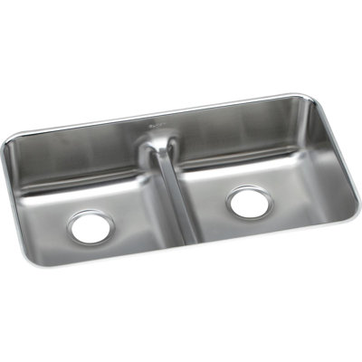 Lustertone 32.0625" L x 18.5" W Double Basin Undermount Kitchen Sink with Aqua Divide