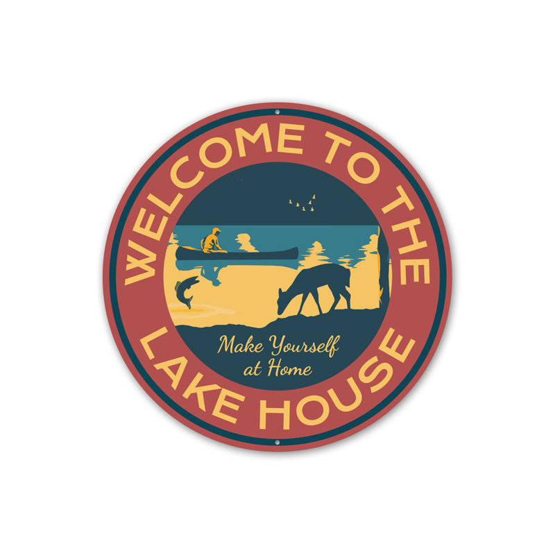 Panneau «Welcome To The Lakehouse» en aluminium, H 12 po x l 12 po x P 0,04 po