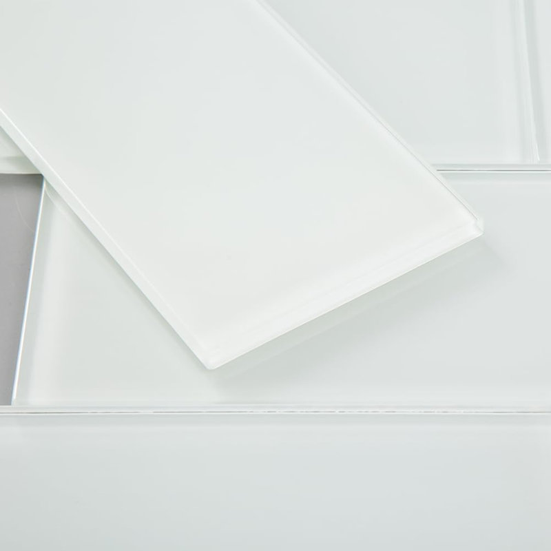 Metro 3 in. x 12 in. Glass Straight Edge Subway Wall & Pool Tile, White