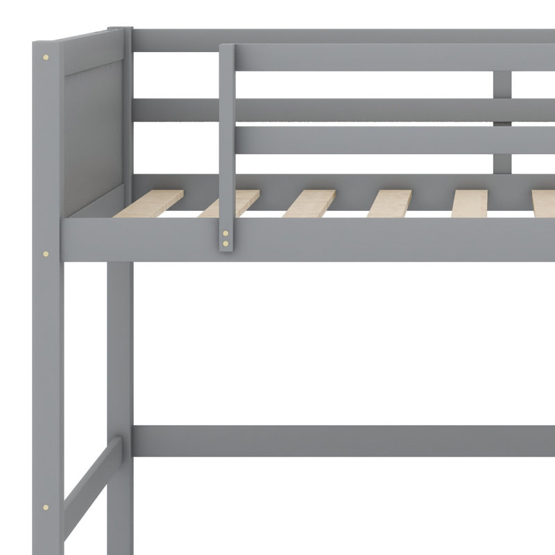 Solid Wood Loft Bed With Ladder, Gray