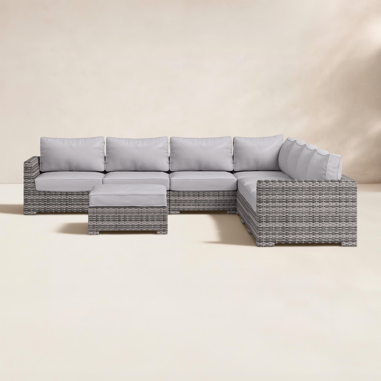 McDougal 122" Patio Sectional, Mixed Gray