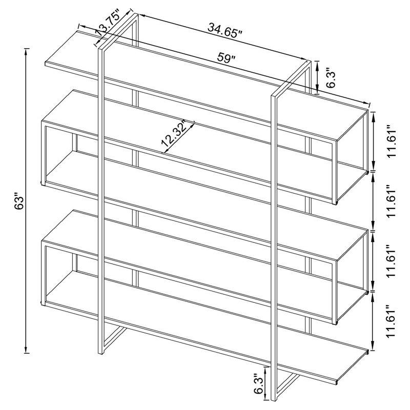 Bibliothèque à 5 tablettes Laguerre, Transparent