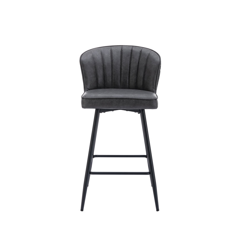Tabouret de bar rembourré avec repose-pieds, Gris