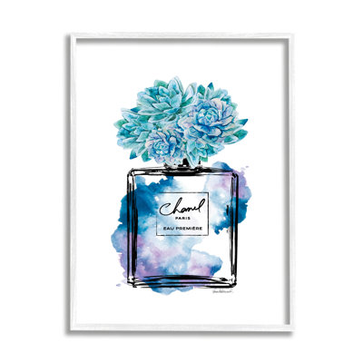 Bouteille de parfum Watercolor Fashion avec fleurs bleues