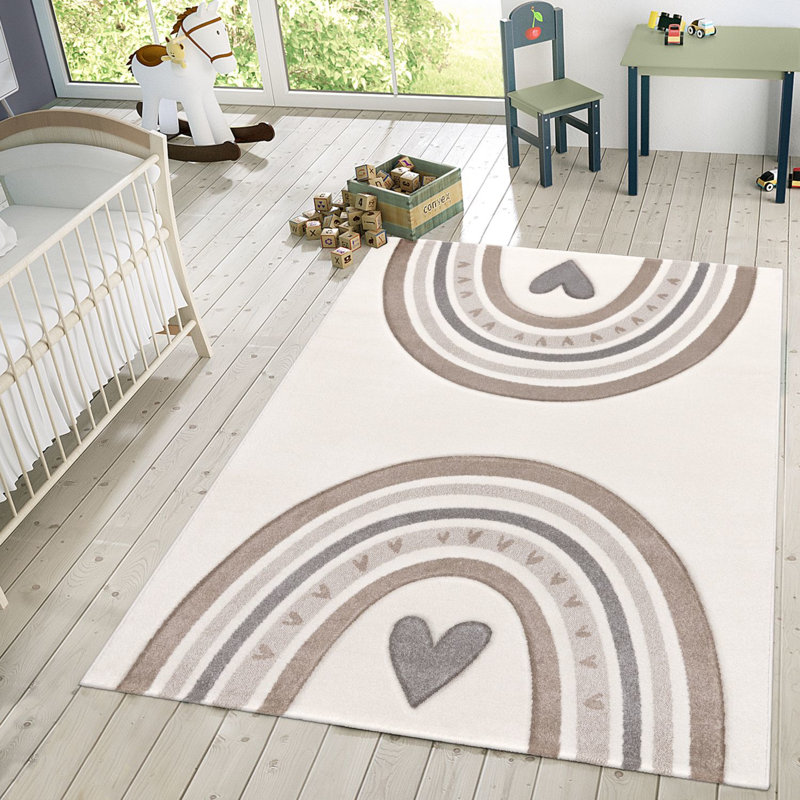 Rectangle Polypropylene Rug, Beige, Rectangle 6'7" x 9'6"