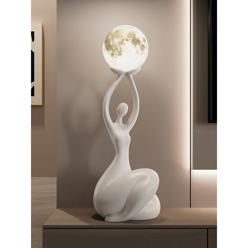 Lampe sur pied en résine et acrylique Minimalist Modern, Blanc