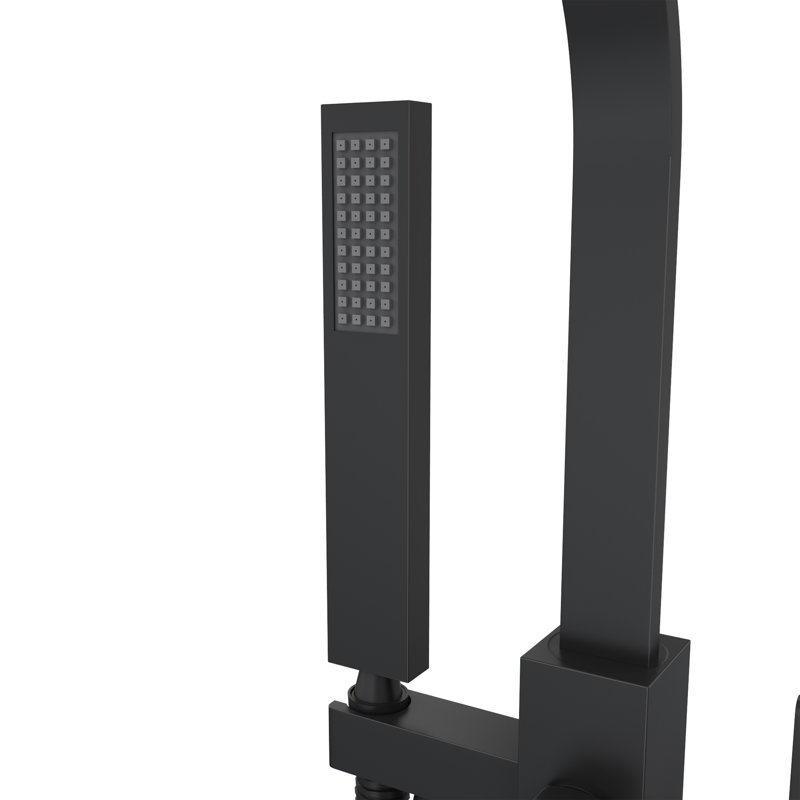 Levantine Bathroom Tub Filler with Handshower, Matte Black