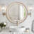 35.4 Inches Round Wooden Farmhouse Mirror, Distressed Whitewash Edge for Bathroom, Bedroom, and Living Room Decor-1242100128