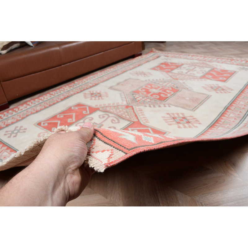 Grand tapis turc vintage orange pour la salle à manger au design anatolien