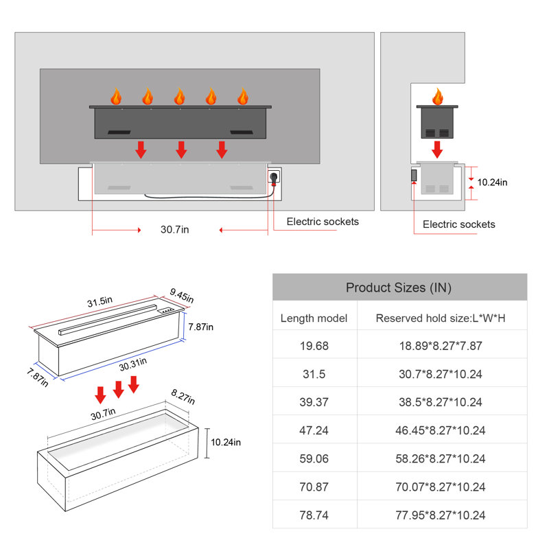 Electric Fireplace With APP Smart Control,Water Vapor Fireplace With Water Connection Direct,Vapor Fireplace With Multicolor Atomized Flame,With Remote Control