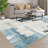 8'x10' Modern Abstract Washable Area Rug, Non-Slip Low Pile Pearl Velvet Floor Carpet for Living Room, Beige Blue-1405287424