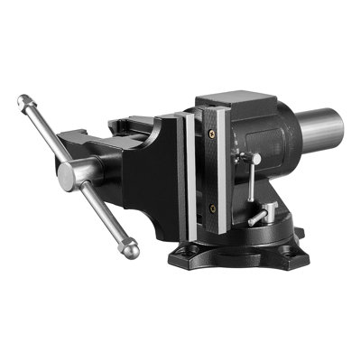 Heavy Duty Bench Vise, 5.5" Jaw Width, Double Swivel Rotating Multi-Purpose Bench Vise, with 360° Locking Swivel Base and Head, 2.76" Throat Depth, 5" Max Jaw Opening, for Drilling Pipe Cutting