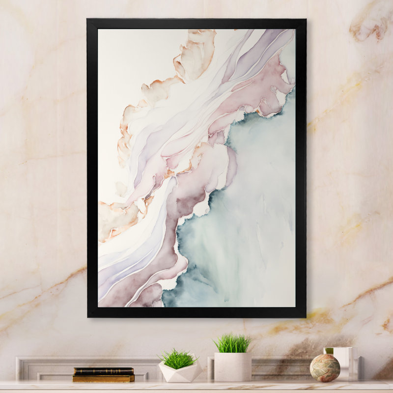 «Mystery of the Waves In Elevated Blush I», reproduction sur toile, Impression noire sur toile encadrée, L 30 po x H 40 po