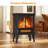 19” Freestanding Electric Fireplace Heater, Indoor Fireplace With Adjustable Flame Effect, Easy Control, Small Corner Heater For Living Room, Bedroom, Carbon Black