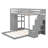 Twin Over Full Bunk Bed With 3-Layer Shelves, Drawers And Storage Stairs, Gray-1428490112
