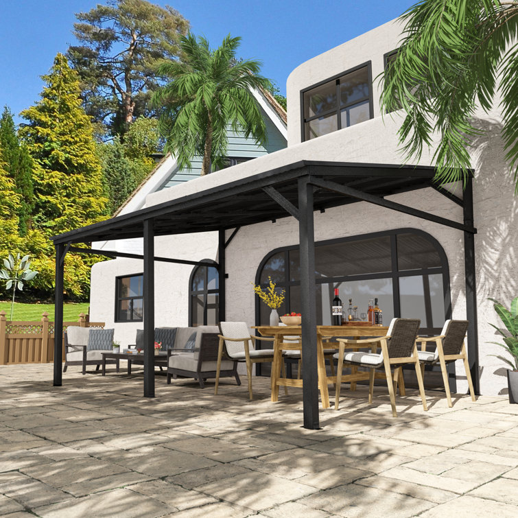 Feria 14'W x 10'D Manual Slope Patio Awning in Black