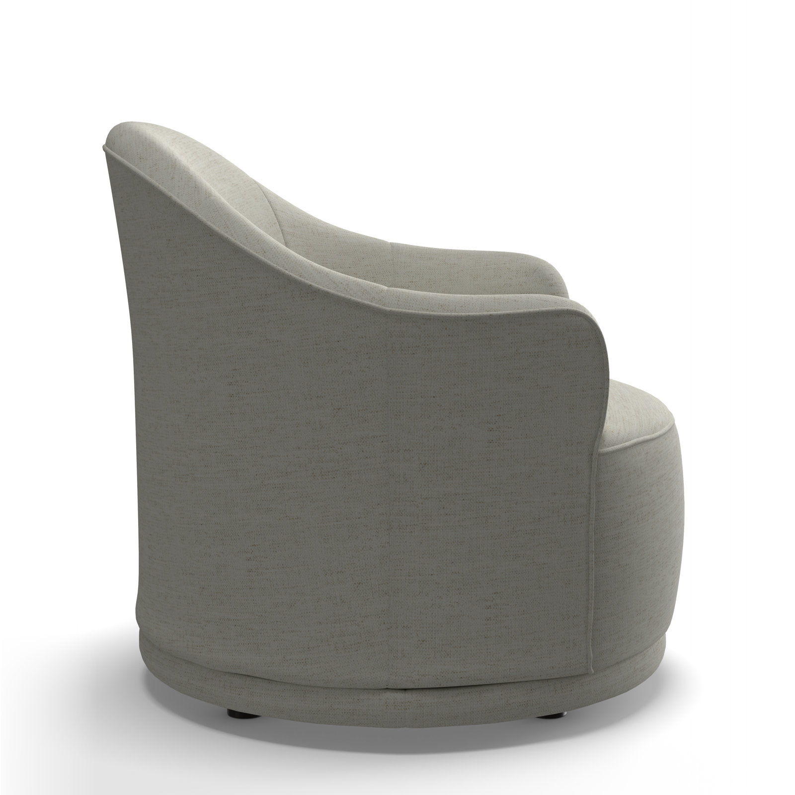Upholstered Swivel Barrel Chair, Nomad Snow Crypton Performance Chenille