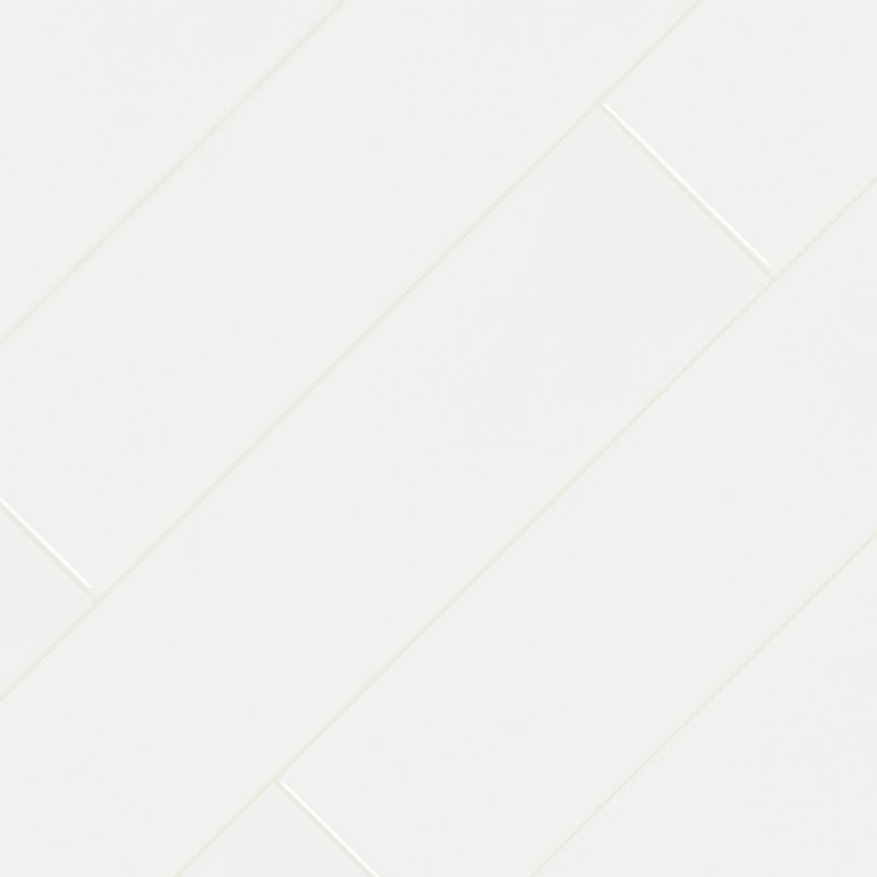 Segment 4 in. x 16 in. Glossy Ceramic Bullnose Tile Trim, Blanc