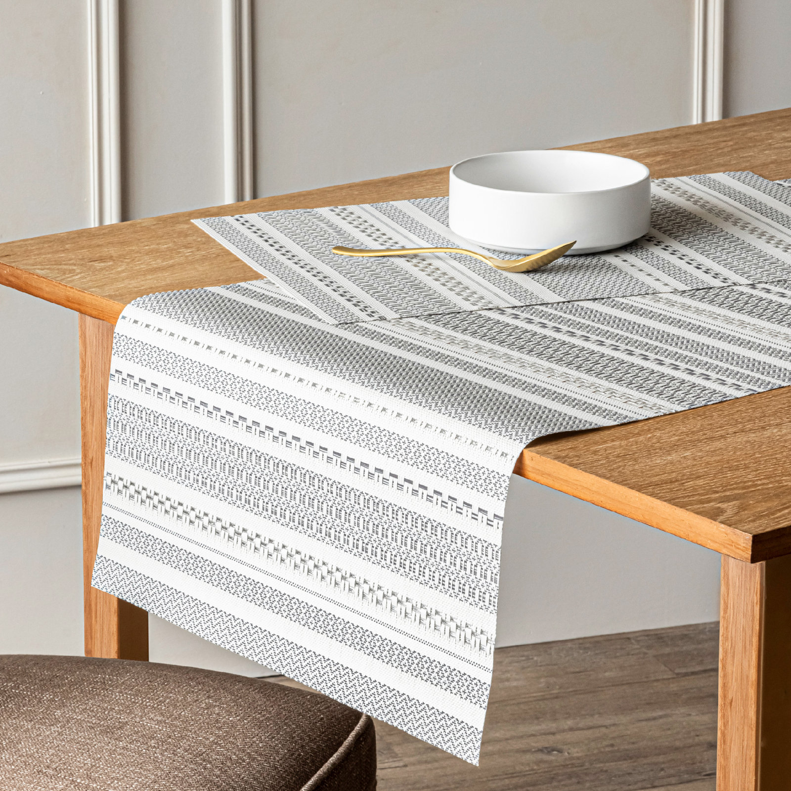 Reversible Striped Placemat, Gray