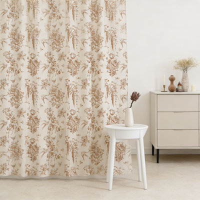 Rideau de douche en coton à motif floral hirondelle