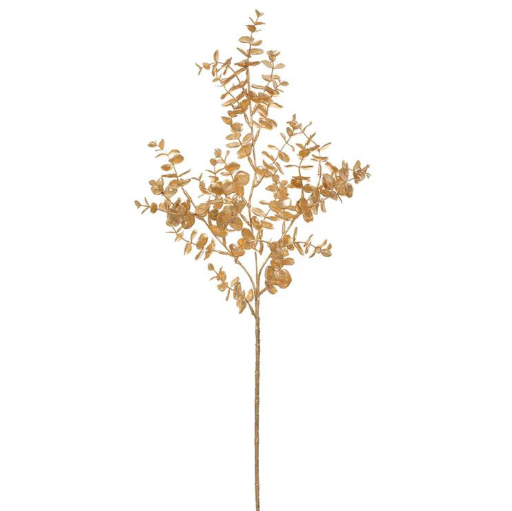 26" Gold Glittered Eucalyptus Stem